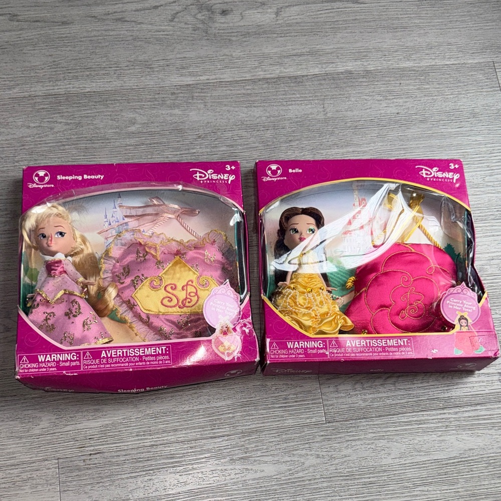 Disney Princess Sleeping Beauty and Belle Dolls - Pink and Yellow Dresses
